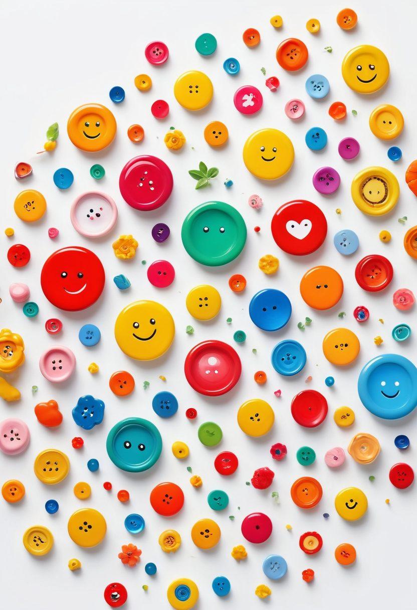 An abstract representation of web design elements such as colorful buttons, playful icons, and fluid shapes that evoke happiness and creativity. Include cheerful characters interacting with the digital environment, surrounded by vibrant colors and joyful expressions. Incorporate elements of nature like flowers and sunshine to enhance the uplifting mood. super-realistic. vibrant colors. white background.